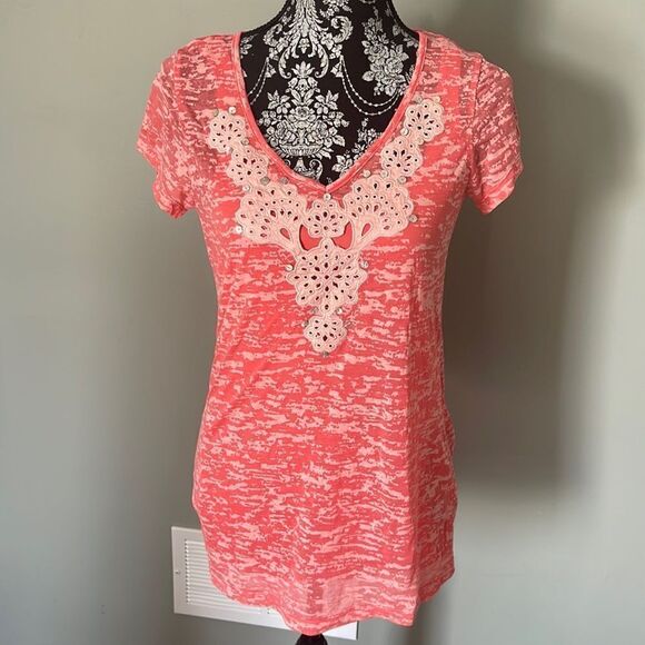 Ruby Rd. Pink/Silver short sleeve top - Picture 1 of 4